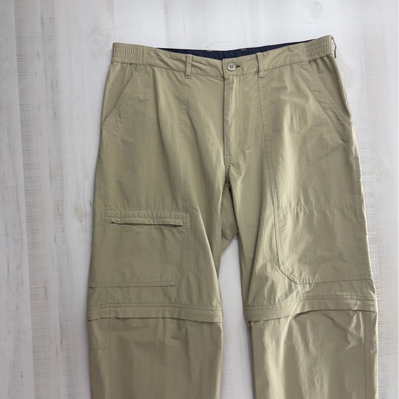 PATAGONIA men’s convertible outdoors hiking travel pants shorts L tan khaki - Picture 2 of 7